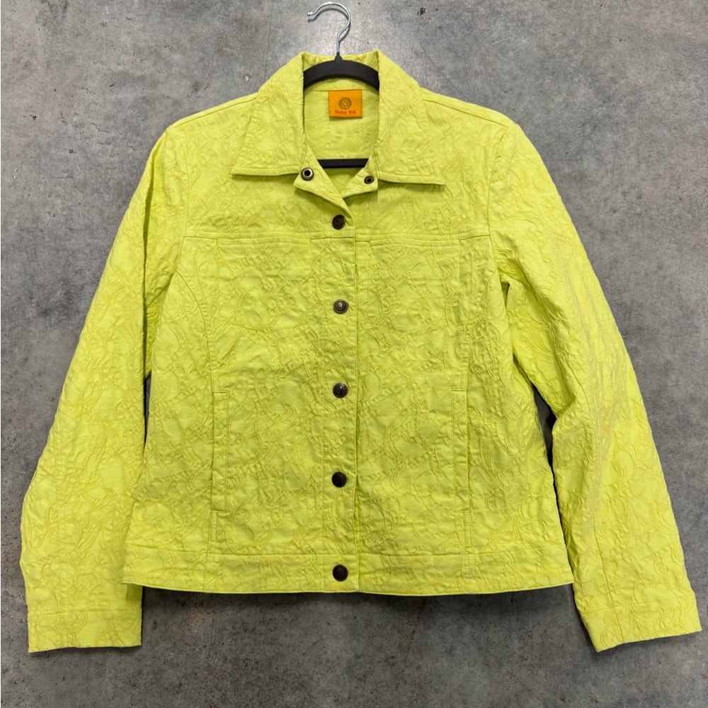 Ruby Rd. Quilted Lime Button-Front Jean Jacket - image 6